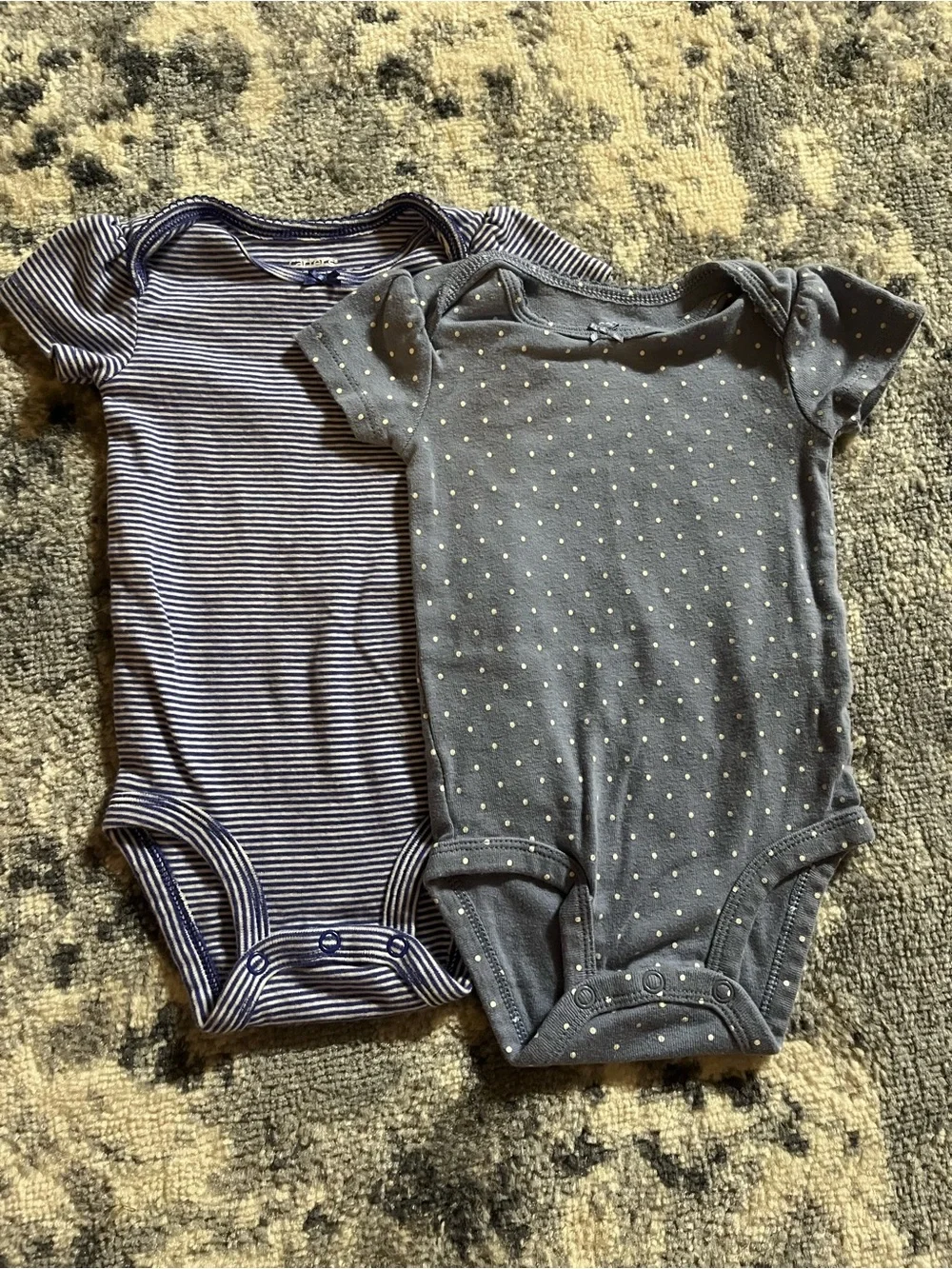 Carter's blue Striped & Polka Dot Short-Sleeve One-Piece Duo
